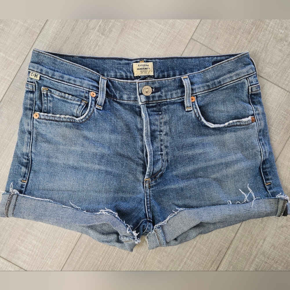 Citizens of Humanity | Emerson slim boyfriend shorts in blue, size 25